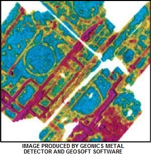 Metal detection contour map produced by Geonics' EM61 metal detector and Geosoft's 
Oasis Montaj